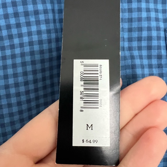 Men’s Banana Republic size M 100% cotton blue plaid checkered collared shirt NWT - Picture 5 of 7